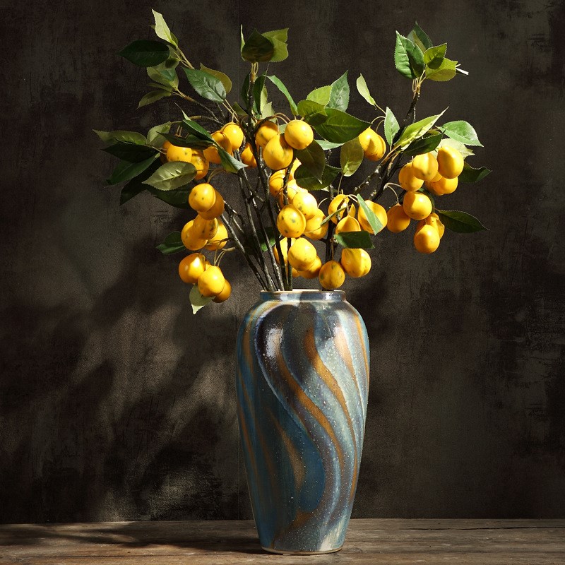 美式花瓶客厅插干花器酒店玄关家居陶瓷瓷器复古陶罐粗陶坛子摆件