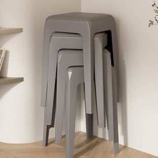 北欧风格现代简约塑料家用凳子创意四条腿餐桌高凳子可收纳可叠放