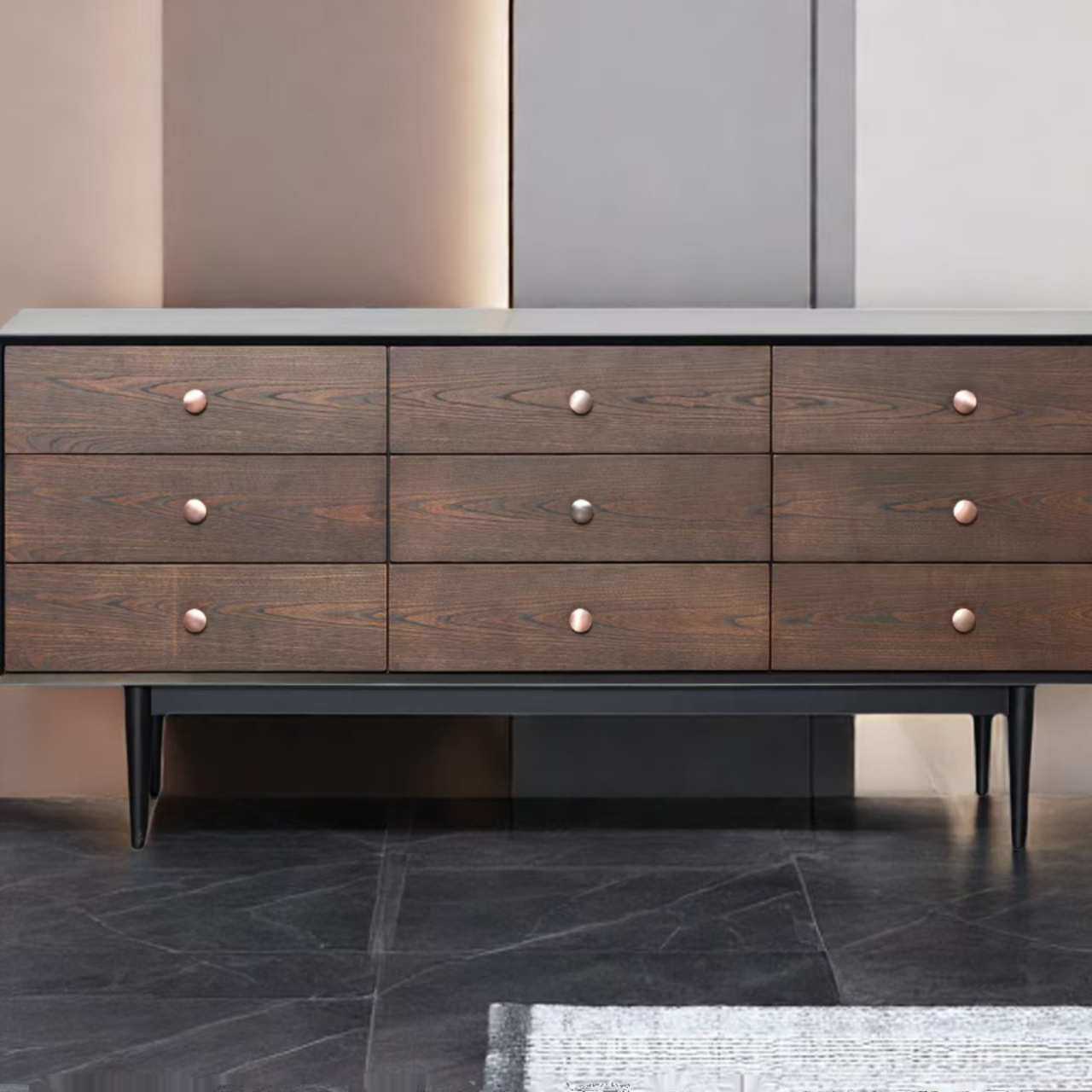 美式复古实木九斗柜客厅靠墙餐边柜柜卧室抽屉收纳柜玄关柜