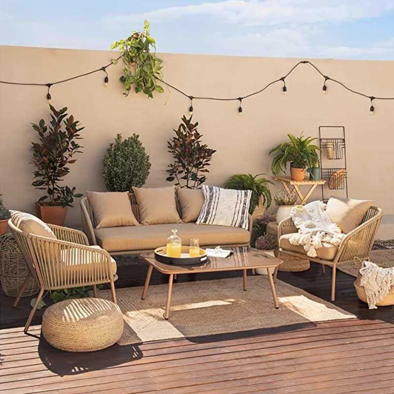 户外沙发庭院北欧别墅花园阳台露台藤椅室外样板房阳光房藤编家具