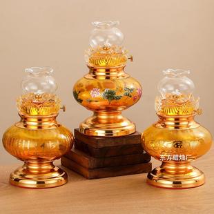 液体酥油灯灯盏大容量玻璃莲花供佛油灯家用佛前防风长明灯招财灯
