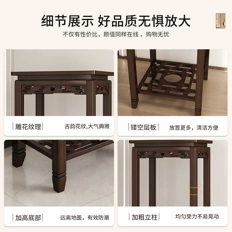 ?中式玄关架入户正对门置物架落地端景台客厅装饰放花凳子花架边