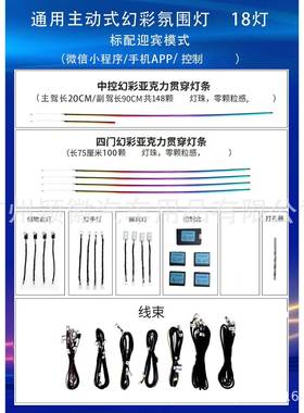 适用现代途胜氛围灯64色主动式动态光影幻彩流光隐藏亚克力LED灯
