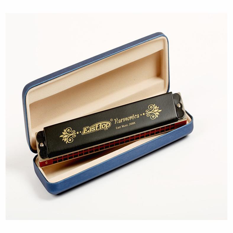 Easttop专业高级演奏学生初学入门24孔复音口琴T2406K黑色乐器C调