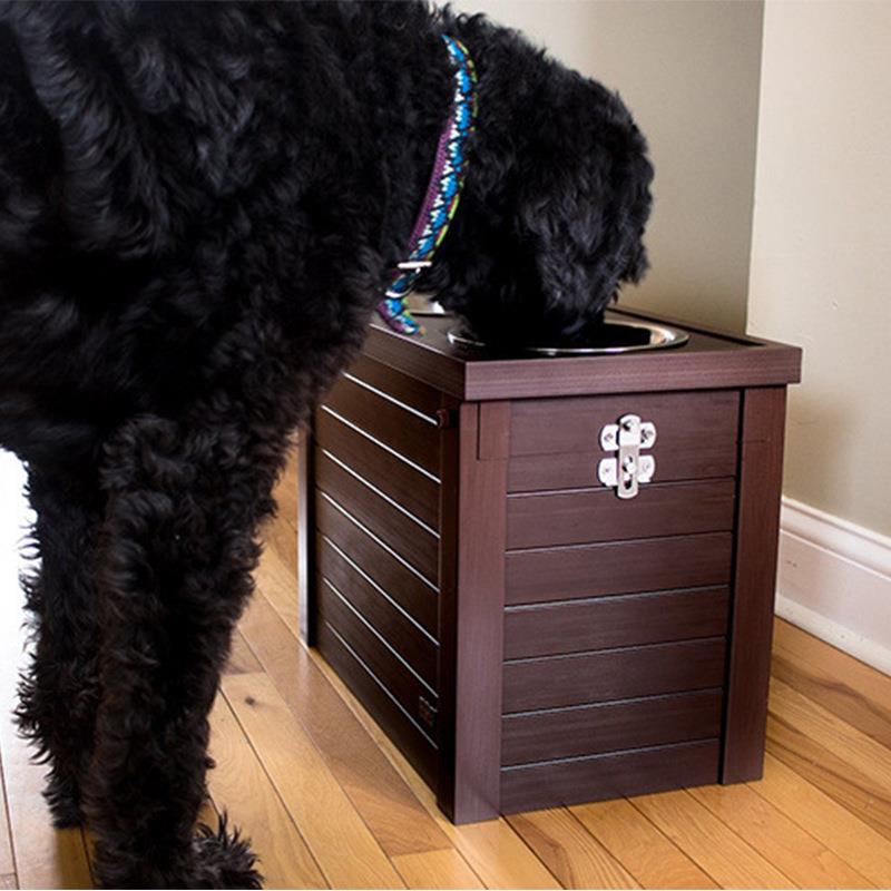 新款中大型犬狗狗餐桌碗一体储粮二合一豪华出口巨贵金毛宠物用品