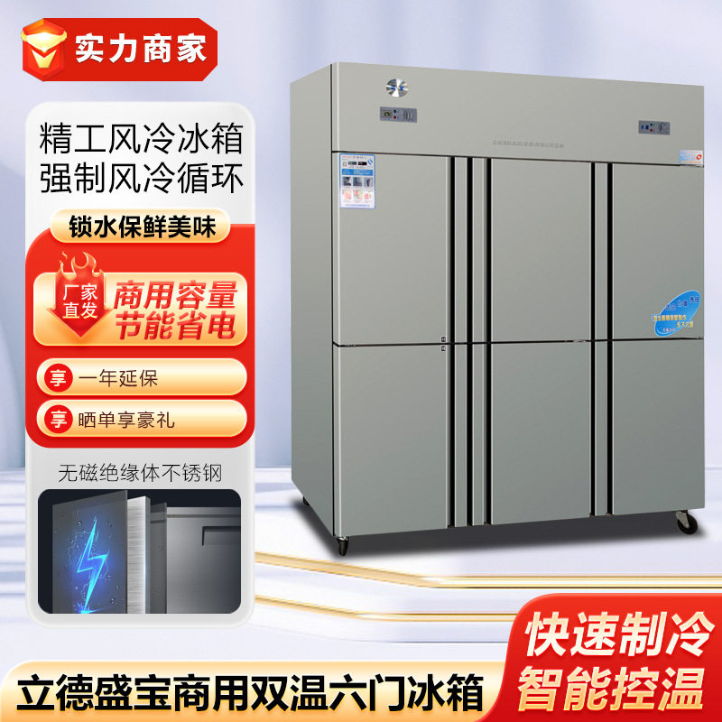 立德盛宝六门冰箱双温冷藏冷冻柜子保鲜冷柜商用酒店厨房制冷设备
