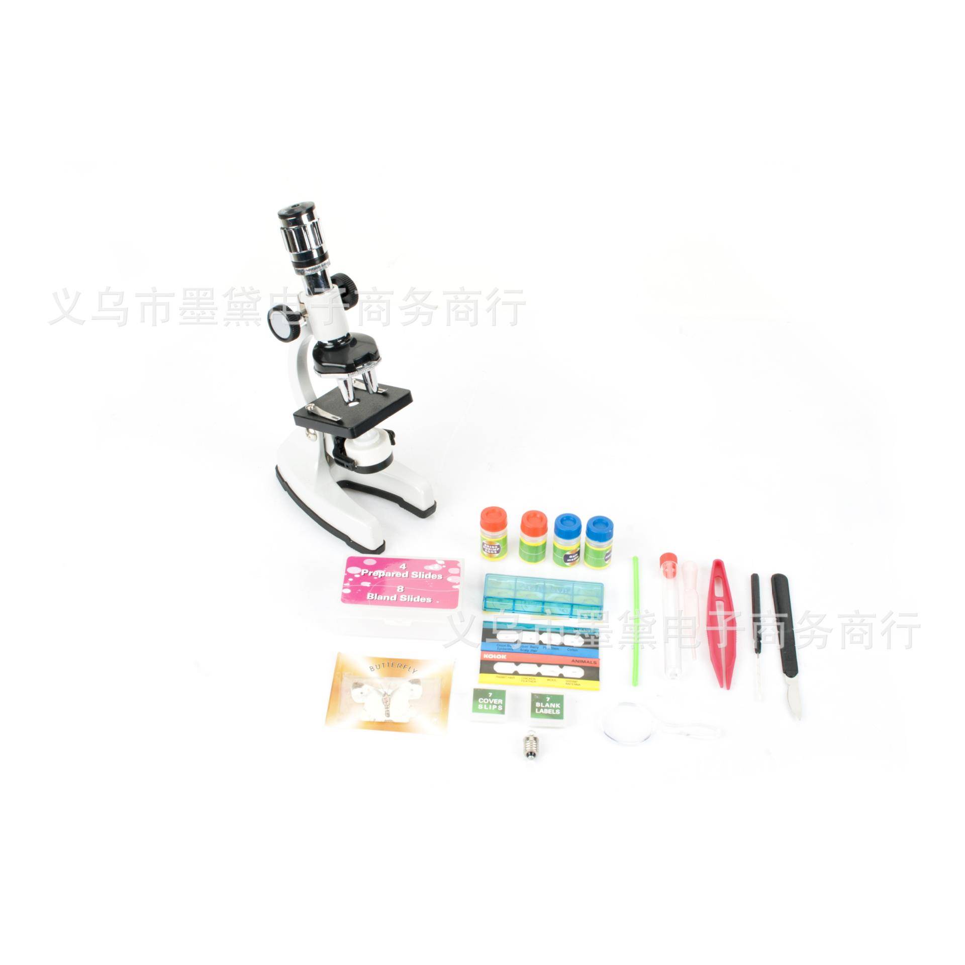 厂家直销学生金属显微镜1200x 变焦目镜 手提箱儿童显微镜