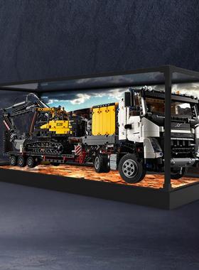 适用42175沃尔沃卡车和绿色动力挖掘机积木模型亚克力防尘收纳盒