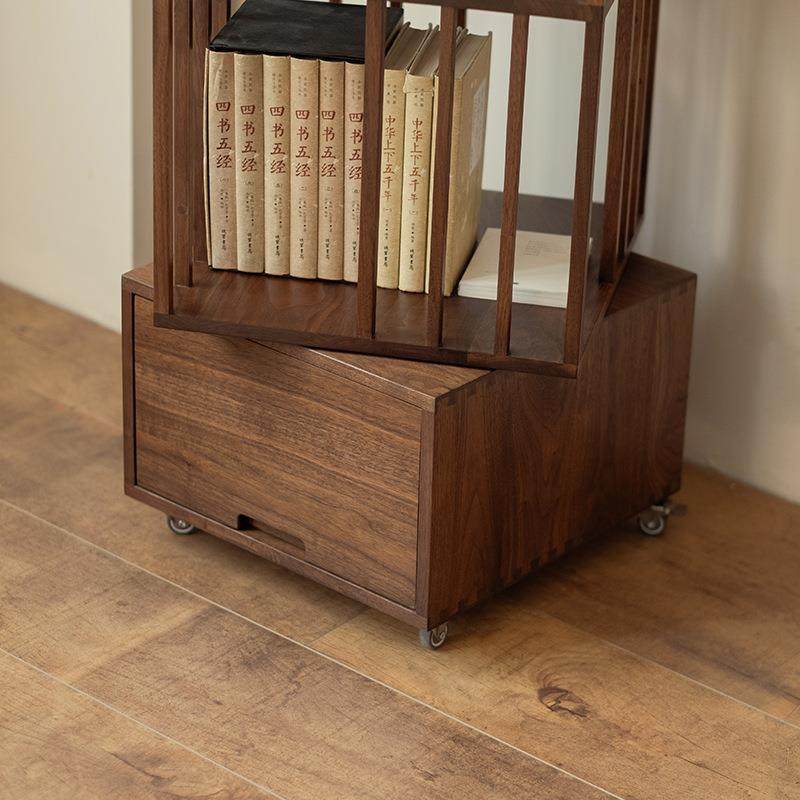 有清堂新中式黑胡桃木实木书架落地置物架360度旋转移动书柜家用,电子元器件市场,其它元器件,淘宝优惠券,粉丝福利购,淘宝优惠卷