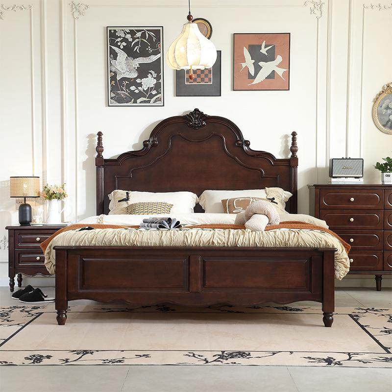 黑胡桃色实木床1.8米双人床主卧豪华中古风全实木欧式大床储物床,电子元器件市场,其它元器件,淘宝优惠券,粉丝福利购,淘宝优惠卷