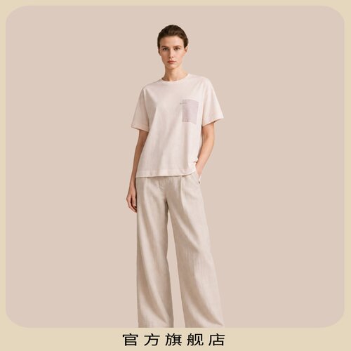 【KLOVA】新款夏季女时尚显白浅粉色针织休闲H型T恤TT6724(UN)