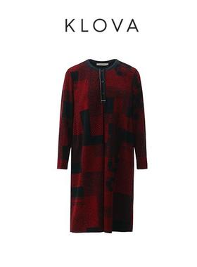 【KLOVA】冬季石墨黑丹霞红花连衣裙 【H】 LT3690(UN)