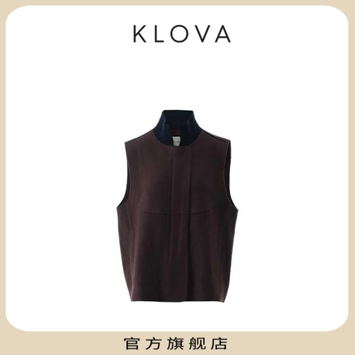 【KLOVA】春秋朗姆酒色双面混纱羊毛马甲JY6252(UN)