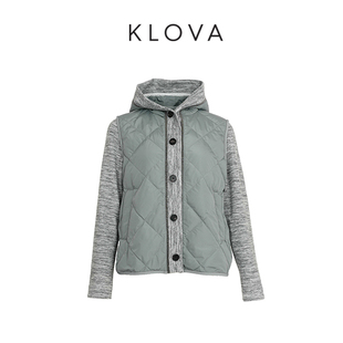 YS6019 春秋桦树灰轻暖拼接连帽鹅绒外套 AUN KLOVA
