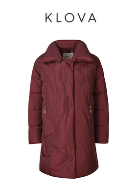 【KLOVA】冬季酒红色时尚压花羽绒服 【H】 YZ6907(UN)