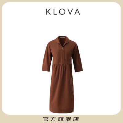 【KLOVA】春秋杏仁糖A性小翻领连衣裙LW5200(UN)