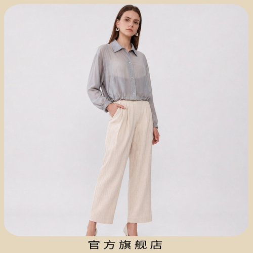 柯罗芭夏季商务透纱翻领短外套