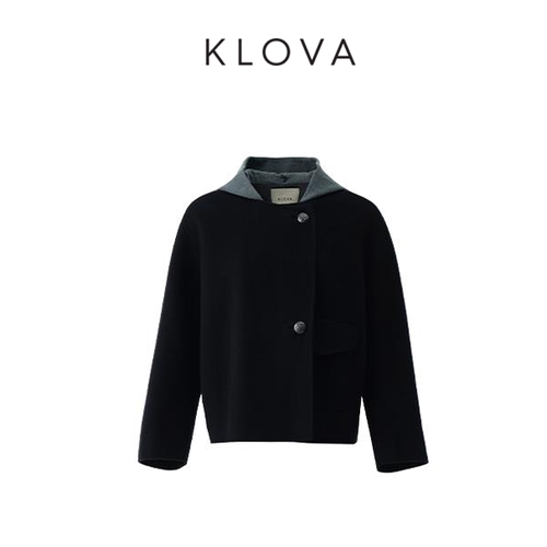 【KLOVA】冬季石墨黑可拆卸连帽羊绒混纺外套【H】SR5868(UN)