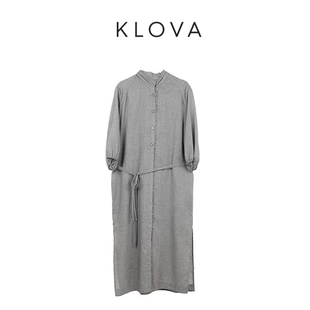 LW5035 春秋千鸟格系带连衣裙 BUN KLOVA