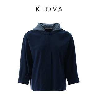 【KLOVA】春秋秋波蓝可拆卸连帽羊毛衬衫 【H】 SY4255(UN)