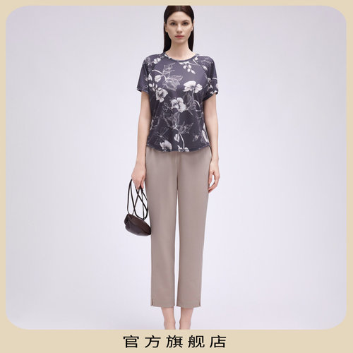 【官旗福利】柯罗芭夏季女写意花卉插肩宽松圆领T恤TT6083(AUN)