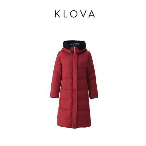 【KLOVA】冬季辣椒红长款连帽羽绒服  YC5869(UN)