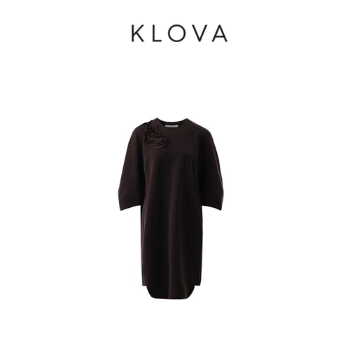 【KLOVA】春秋朱古力手工盘花茧型连衣裙LY5197(UN)