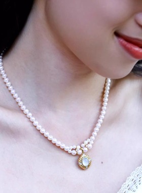 也也水沫玉吊坠珍珠项链
