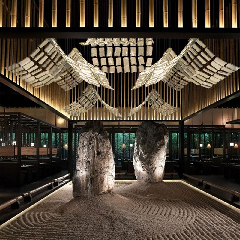 非标定制中式酒店大堂玻璃瓦片创意造型灯售楼部沙盘宴会大厅吊灯