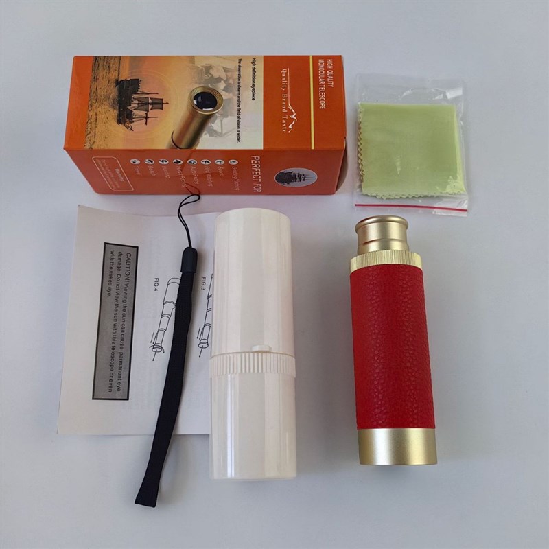 30x40复古海盗望远镜高倍袖珍单筒望远镜拉伸伸缩带收纳盒礼品