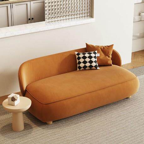 法式复古风公寓卧室一米二小沙发猫抓皮双人沙发小户型客厅皮艺