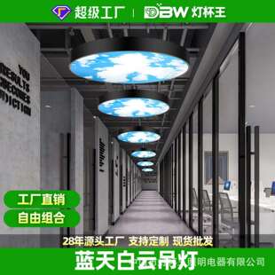办公室led吊灯会议室现代简约实心圆形健身房店铺商用蓝天白云灯