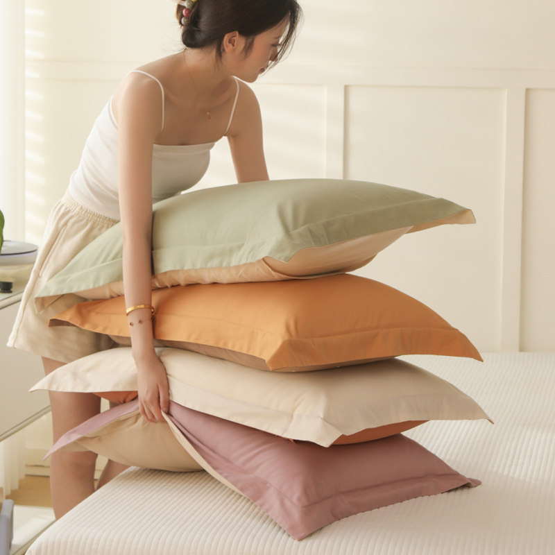 怕你冷系列-纯色双拼磨毛枕套保暖冬季加厚全棉枕头套单人一对装,床上用品,枕套,淘宝优惠券,粉丝福利购,淘宝优惠卷