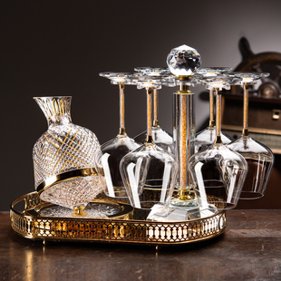 红酒杯轻奢高级感家用水晶玻璃高脚杯子旋转葡萄醒酒器勃艮第酒具