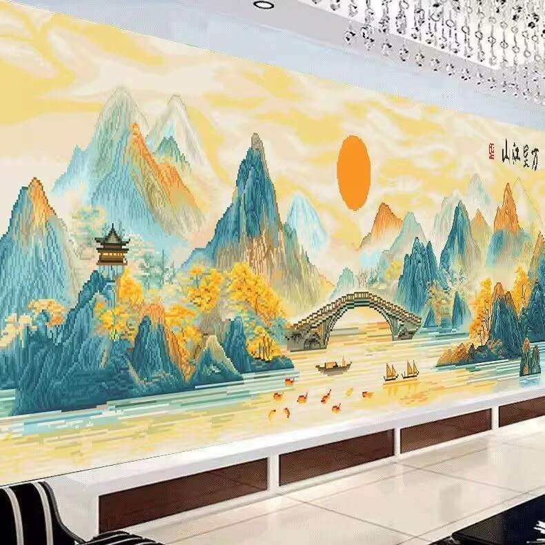 万里江山十字绣2025新款山水画大幅满绣客厅全绣手工自己绣