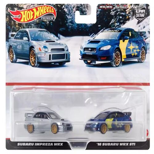 Hotwheels风火轮双车套 布加迪双车 斯巴鲁双车GTR斯巴鲁铁底胶胎