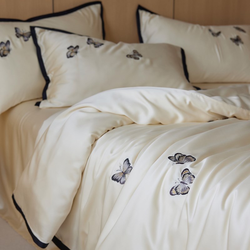 60支LF兰精天丝轻奢绣花床上四件套冰丝床单被套夏季天高级感床品