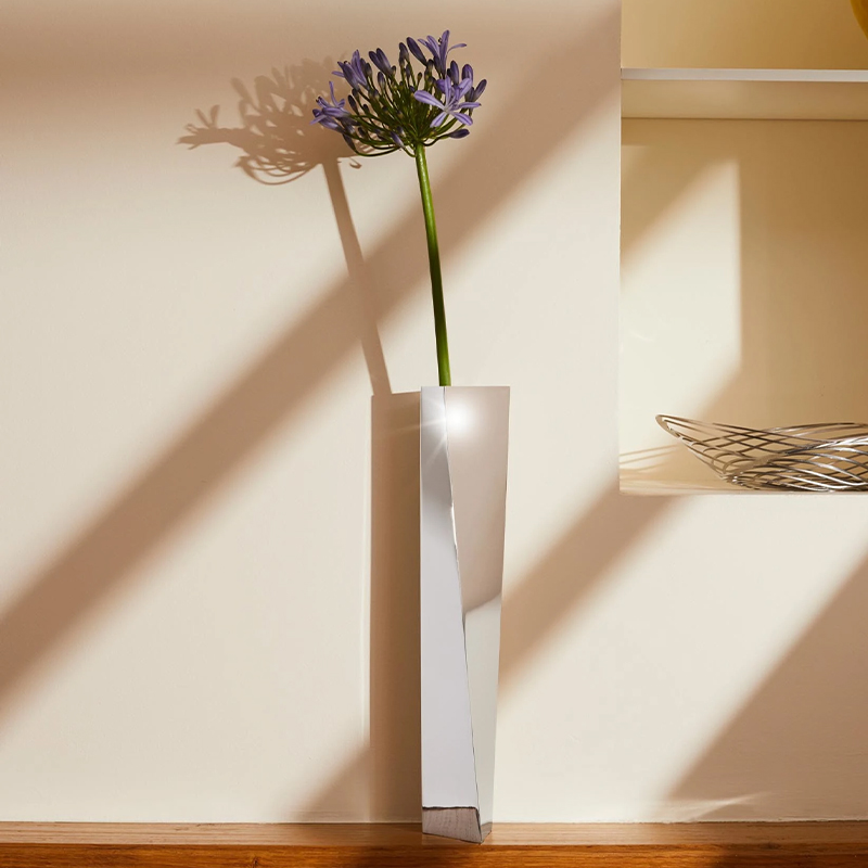 易家居办公室网红单只花瓶镜面不锈钢满天星花器轻奢小瓶清新摆件