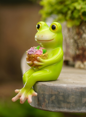 可爱青蛙书桌边家居公桌面装饰吊脚摆件花盆微景观造景装饰礼物