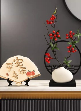 中国风平安喜乐扇子玄关装饰品摆件客厅酒柜电视柜书房办公室家居