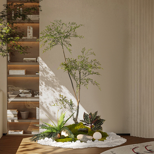 仿真绿植造景装 微景观诧寂风室内玄关角落摆设组合花艺 饰植物软装