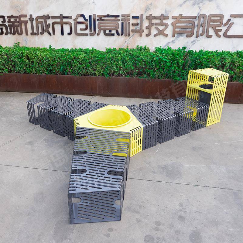 创意花箱座凳户外不锈钢创意垃圾桶景观果皮箱公园箱式座椅