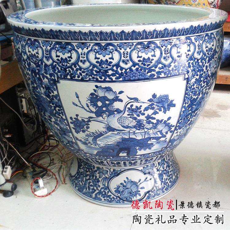 景德镇陶瓷仿古青花风水缸古典工艺品鱼缸摆件瓷器厂家青花瓷
