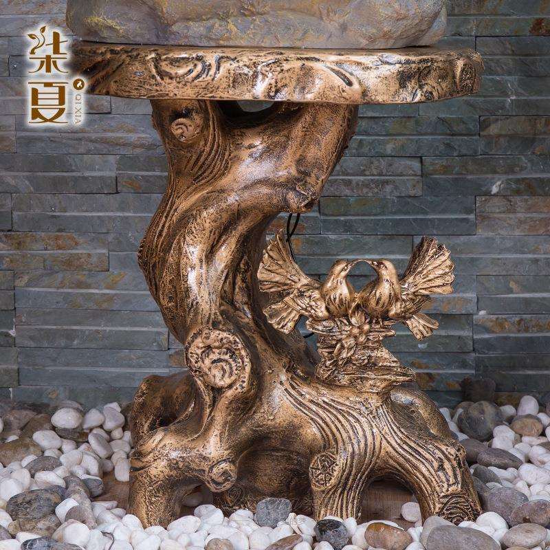 厂家中式底座罗马柱客厅复古装饰摆件仿树根仿石头树脂工艺品