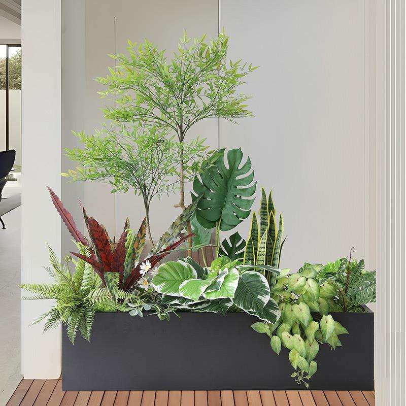 成套绿植造景套装户外花箱隔断仿真绿植盆栽奶茶店咖啡店餐厅景观