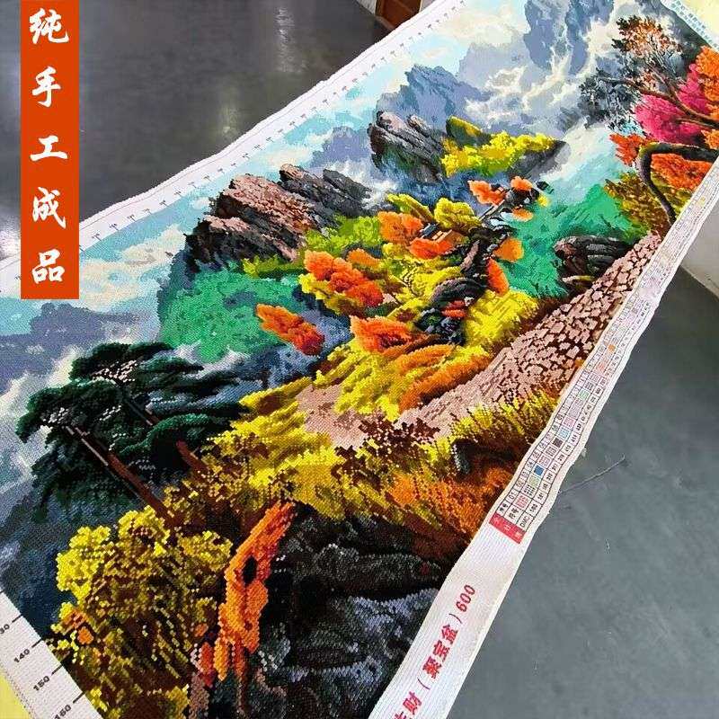 聚宝盆十字绣成品不带框纯手工已绣好2025新款客厅高端风景山水画