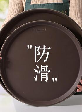 防滑托盘商托盘圆形14寸KT用V酒吧餐饮店传菜上拖菜专用玻饭璃纤