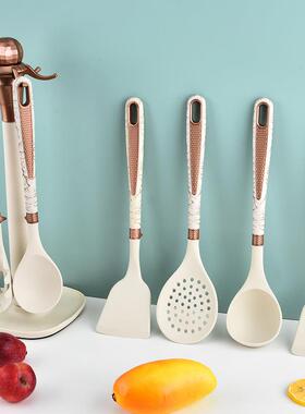 不粘纹锅胶厨RC-BX08具七件套收纳架家用厨房套装锅硅铲汤勺钻石