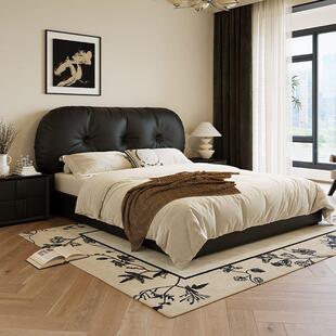 司现黑色网红奶吐油法IXM式人床简约储物婚床双人小双户型齐代边