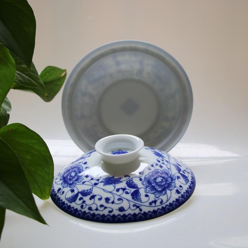 秋冬餐具陶瓷套装高白中式青花圆形和合器釉下彩带盖碗四菜一汤碗
